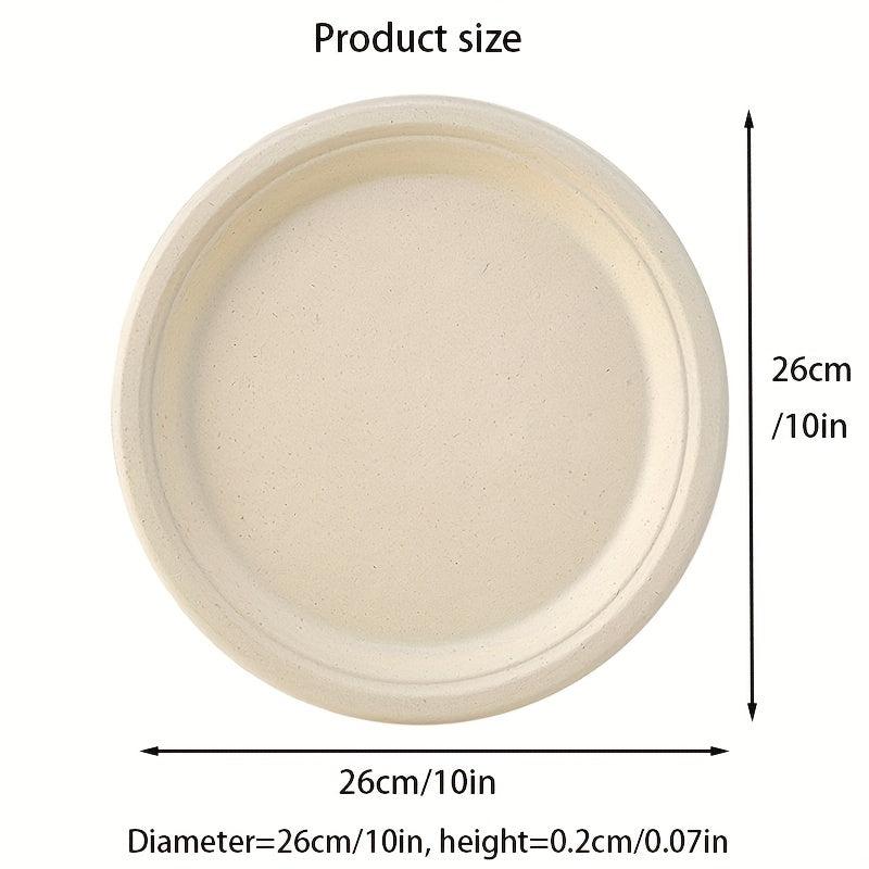 10 Pcs Sugarcane Pulp Degradable Dinner Plates