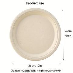 10 Pcs Sugarcane Pulp Degradable Dinner Plates