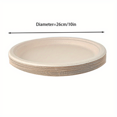 10 Pcs Sugarcane Pulp Degradable Dinner Plates