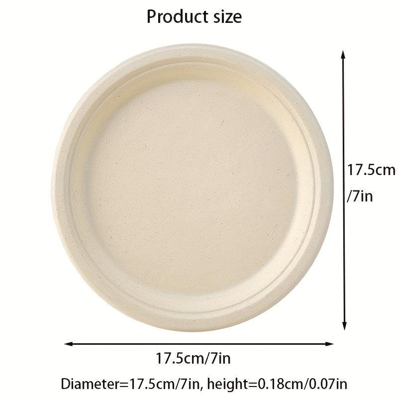 10 Pcs Sugarcane Pulp Degradable Dinner Plates