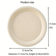 10 Pcs Sugarcane Pulp Degradable Dinner Plates