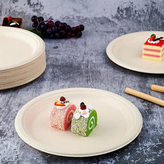 10 Pcs Sugarcane Pulp Degradable Dinner Plates