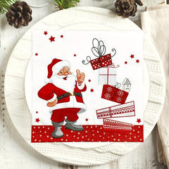 20pcs Disposable Christmas Paper Napkins Western Food Party Printing 33cm