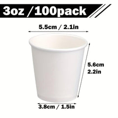 100pcs 3oz Hot Beverage Disposable Paper Cups - Perfect For Coffee, Juice, Water