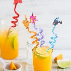 4pcs Dinosaur Cartoon Party Straws Random Design
