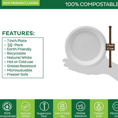100 Compostable 7 Heavy Duty Dessert Trays Biodegradable