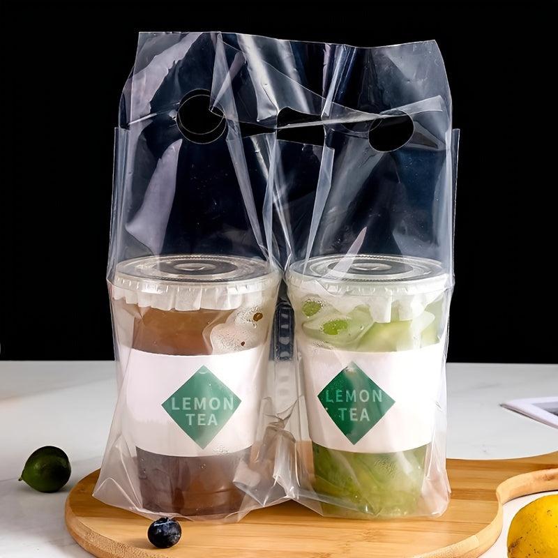 50pcs Transparent Milk Tea Bag Packaging Coffee Cup Beverage Cup Portable Plasti