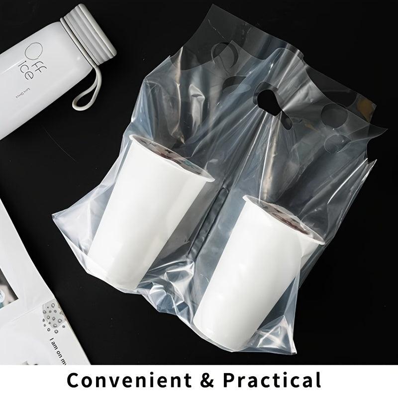 50pcs Transparent Milk Tea Bag Packaging Coffee Cup Beverage Cup Portable Plasti