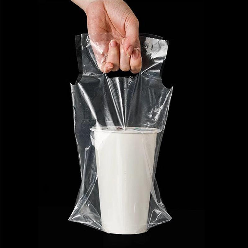 50pcs Transparent Milk Tea Bag Packaging Coffee Cup Beverage Cup Portable Plasti