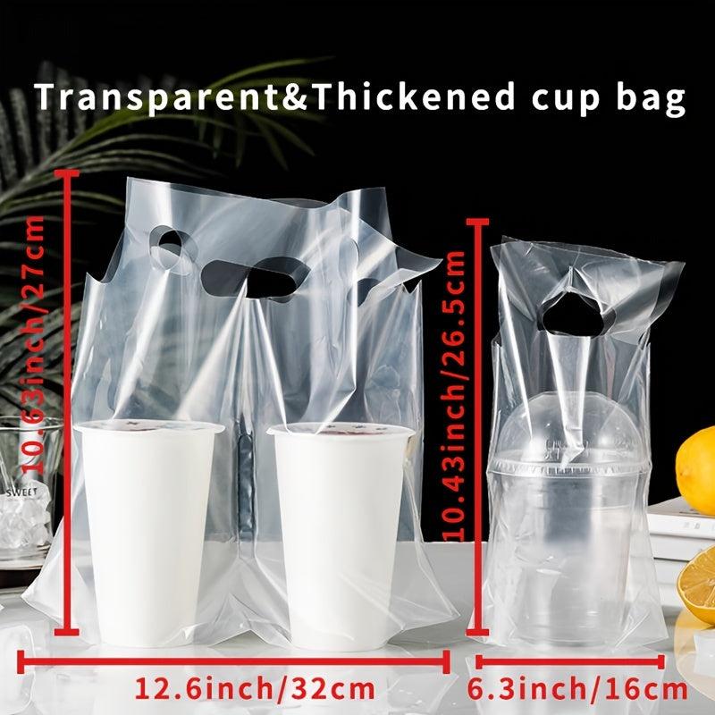50pcs Transparent Milk Tea Bag Packaging Coffee Cup Beverage Cup Portable Plasti