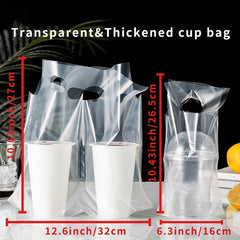 50pcs Transparent Milk Tea Bag Packaging Coffee Cup Beverage Cup Portable Plasti