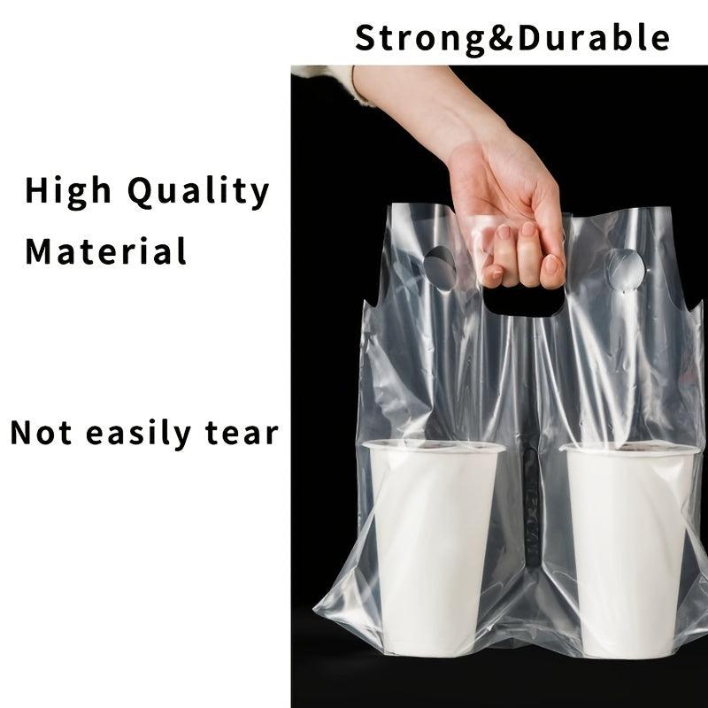 50pcs Transparent Milk Tea Bag Packaging Coffee Cup Beverage Cup Portable Plasti