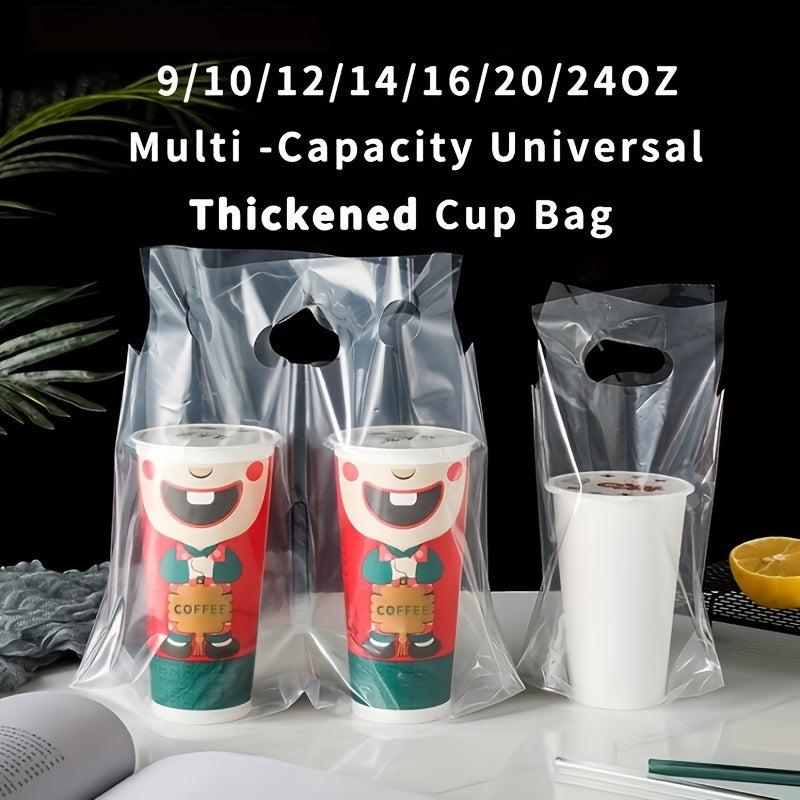 50pcs Transparent Milk Tea Bag Packaging Coffee Cup Beverage Cup Portable Plasti