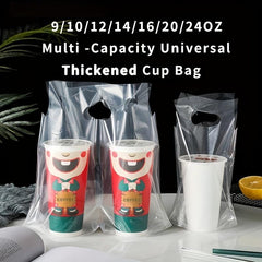 50pcs Transparent Milk Tea Bag Packaging Coffee Cup Beverage Cup Portable Plasti