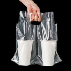 50pcs Transparent Milk Tea Bag Packaging Coffee Cup Beverage Cup Portable Plasti