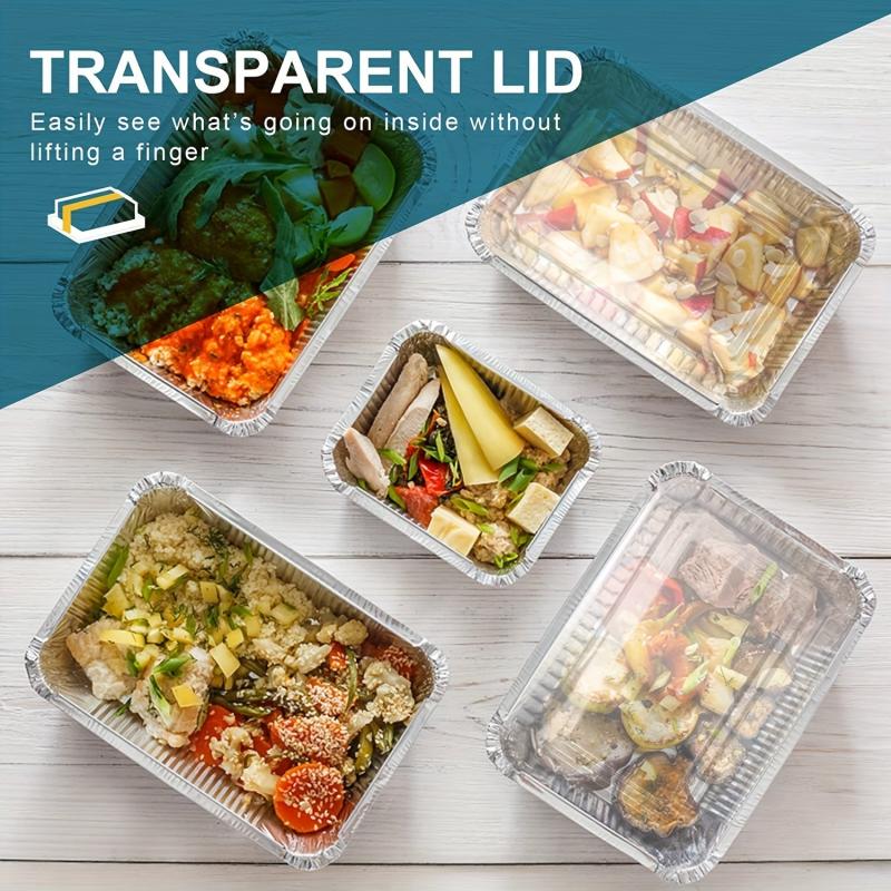 20pcs Aluminum Pans With Clear Lids Take Out Containers