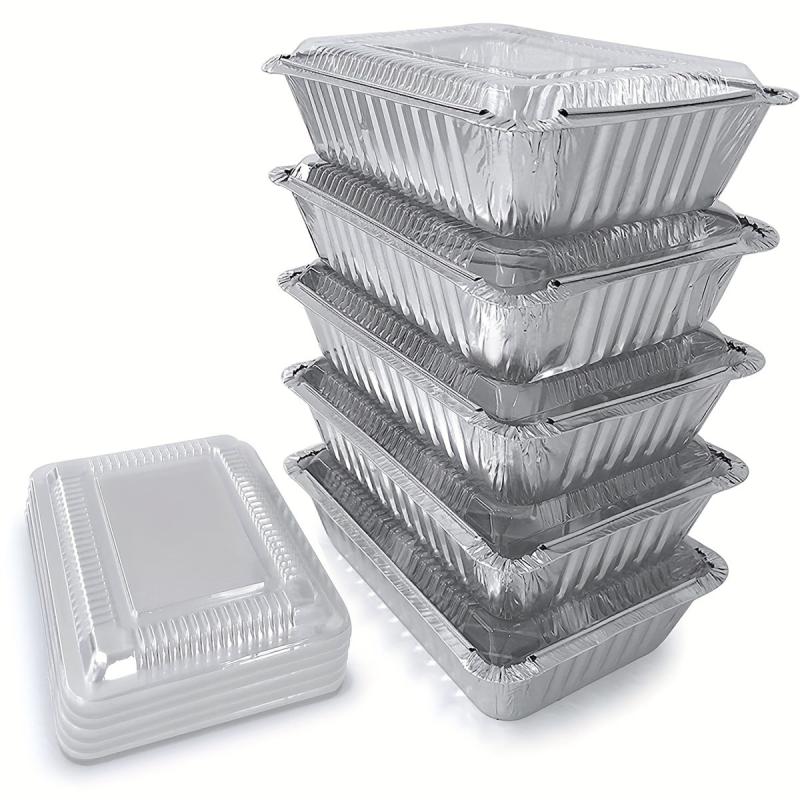 20pcs Aluminum Pans With Clear Lids Take Out Containers
