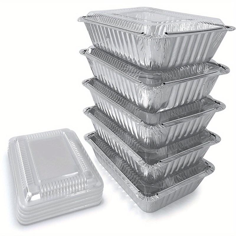 20pcs Aluminum Pans With Clear Lids Take Out Containers