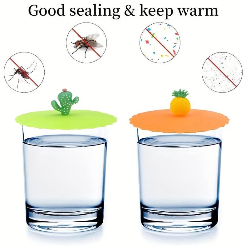 8pcs Silicone Cup Lids Cartoon Mug Covers Airtight Seal Hot Cup Lids