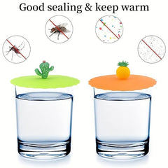 8pcs Silicone Cup Lids Cartoon Mug Covers Airtight Seal Hot Cup Lids