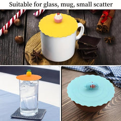 8pcs Silicone Cup Lids Cartoon Mug Covers Airtight Seal Hot Cup Lids