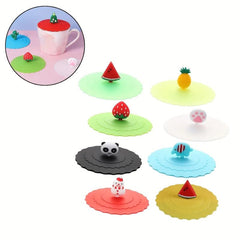 8pcs Silicone Cup Lids Cartoon Mug Covers Airtight Seal Hot Cup Lids