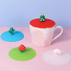 8pcs Silicone Cup Lids Cartoon Mug Covers Airtight Seal Hot Cup Lids