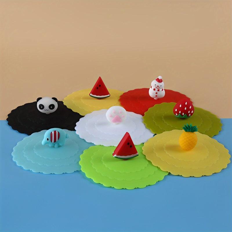 8pcs Silicone Cup Lids Cartoon Mug Covers Airtight Seal Hot Cup Lids