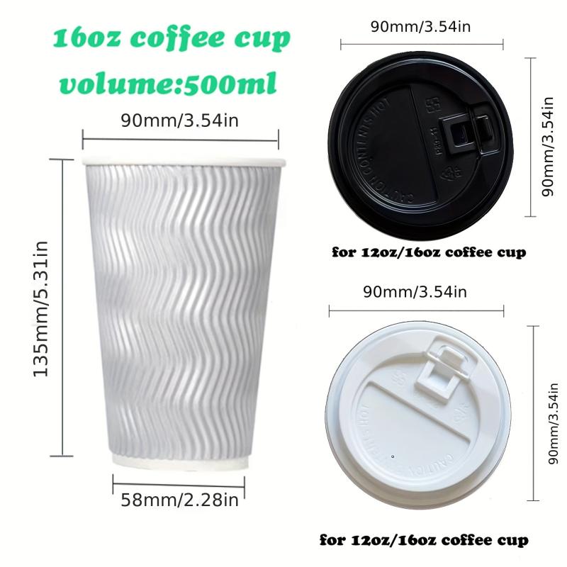 Disposable Corrugated Coffee Cups with Lids 8oz 12oz 16oz