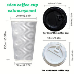 Disposable Corrugated Coffee Cups with Lids 8oz 12oz 16oz