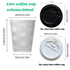 Disposable Corrugated Coffee Cups with Lids 8oz 12oz 16oz