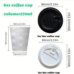 Disposable Corrugated Coffee Cups with Lids 8oz 12oz 16oz