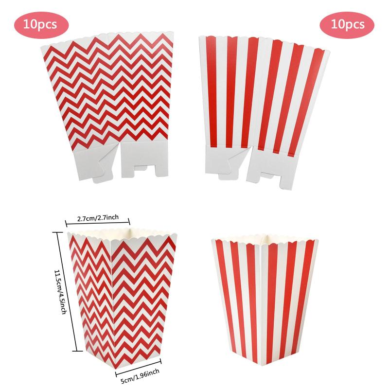 20pcs Greaseproof Popcorn Containers for Movie Night Theaters and Parties