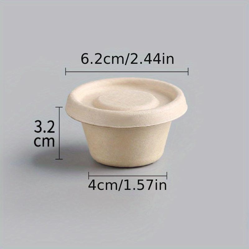 100pcs 2oz Bagasse Fiber Seasoning Cup with Lid Compostable Sauce Container