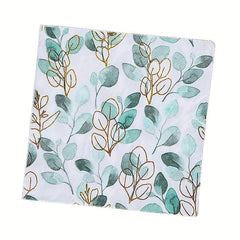 20pcs Green Leaves Painting Napkin for Wedding Decor