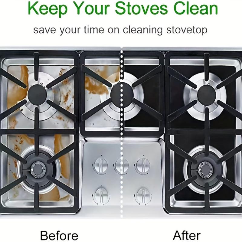 4 Gas Range Stove Top Burner Protectors 0.2mm Thickness Non Stick Stovetop Cover