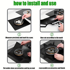 4 Gas Range Stove Top Burner Protectors 0.2mm Thickness Non Stick Stovetop Cover