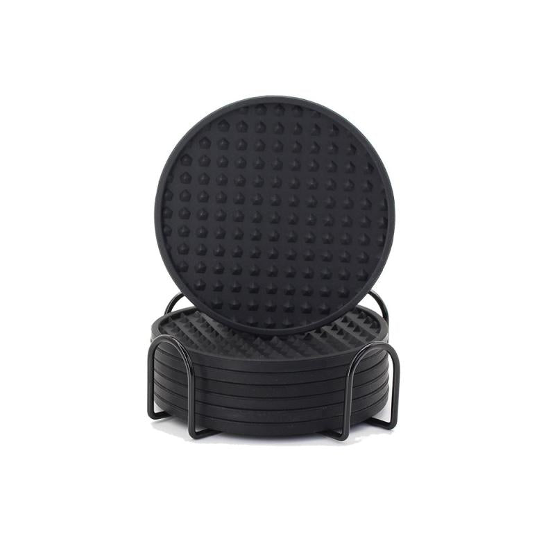 6pcs Silicone Coasters With Holder Dual Sided Round Cup Holder