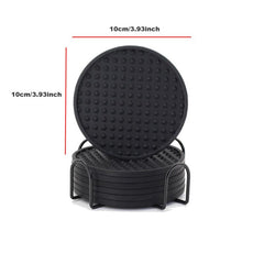 6pcs Silicone Coasters With Holder Dual Sided Round Cup Holder