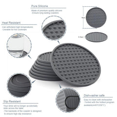 6pcs Silicone Coasters With Holder Dual Sided Round Cup Holder