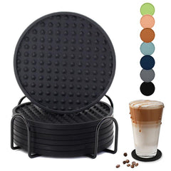 6pcs Silicone Coasters With Holder Dual Sided Round Cup Holder