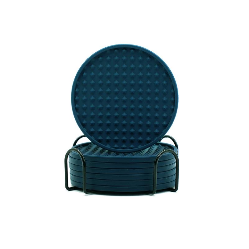 6pcs Silicone Coasters With Holder Dual Sided Round Cup Holder