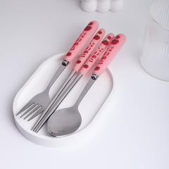 3PCS Strawberry Tableware Set Box Stainless Steel Spoon Fork Chopsticks