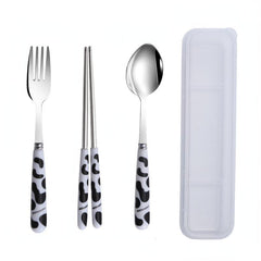 3PCS Strawberry Tableware Set Box Stainless Steel Spoon Fork Chopsticks