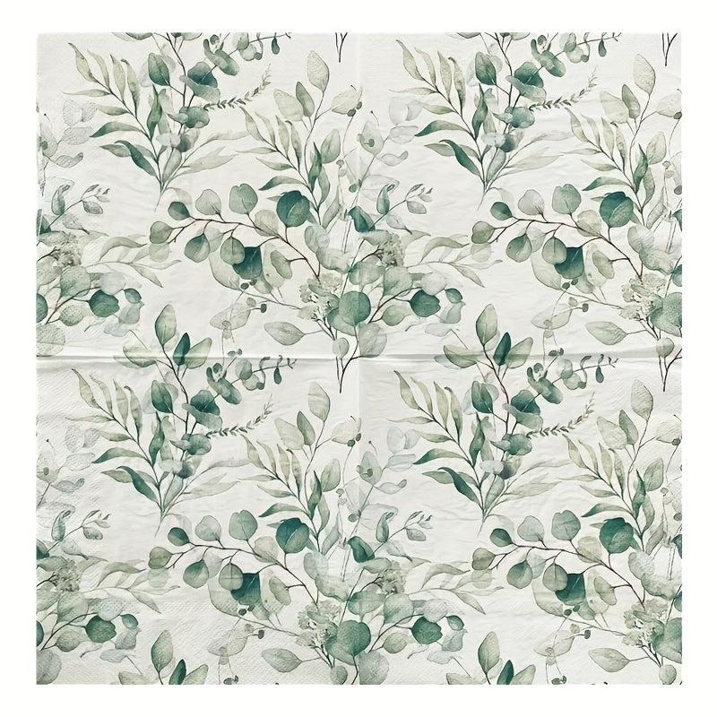 20 Eucalyptus Leaves Paper Napkins Soft 2 Ply Boho Wedding Cocktail Beverage