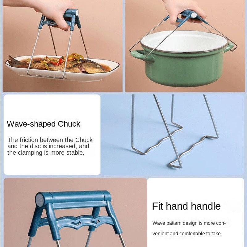 Silicone Anti-Hot Gloves Stainless Steel Bowl Clip Kitchen Tongs