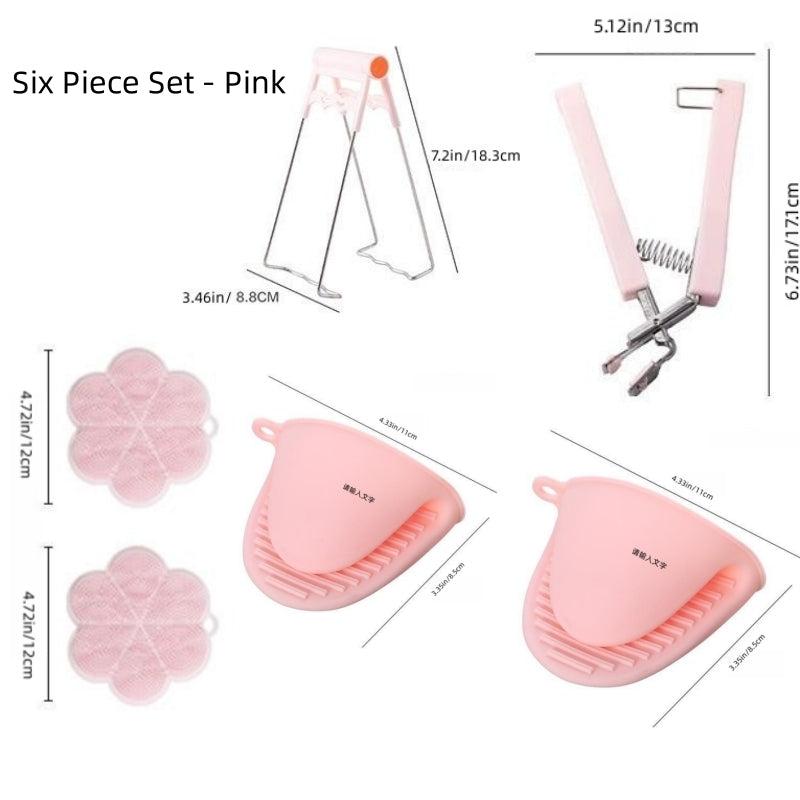 Silicone Anti-Hot Gloves Stainless Steel Bowl Clip Kitchen Tongs