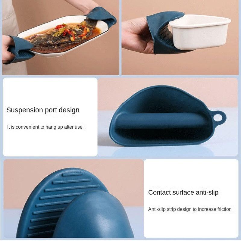 Silicone Anti-Hot Gloves Stainless Steel Bowl Clip Kitchen Tongs
