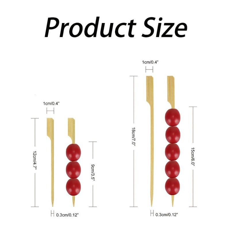 100-200 Bamboo Skewers Cocktail Picks for Drinks Fruit Barbecue Snacks
