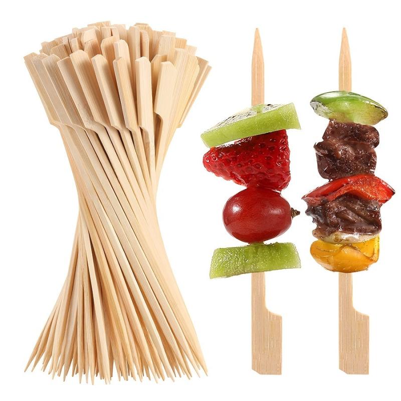 100-200 Bamboo Skewers Cocktail Picks for Drinks Fruit Barbecue Snacks